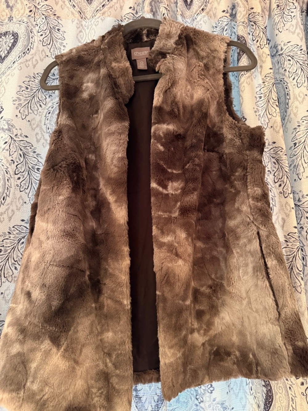 Chico's Brown Faux Fur Open Vest
